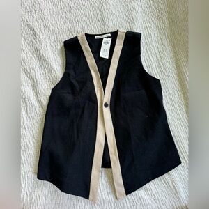 Black Linen-Blend Vest